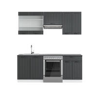 KÜCHENZEILE Fame-Line Anthrazit Landhaus/Weiß 200 cm ohne AP - Dunkelgrau/Weiß, Holzwerkstoff (200/81.6/46cm) - Vicco