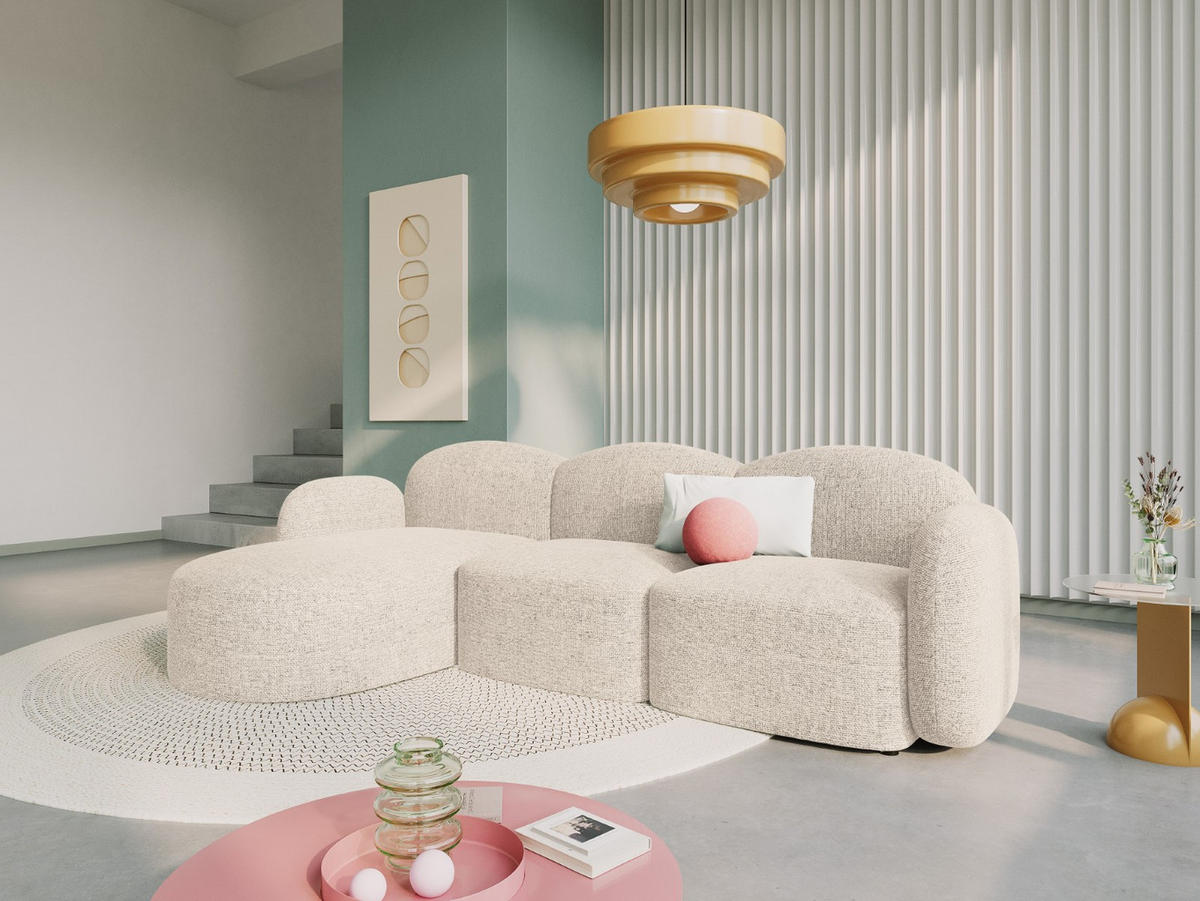 ECKSOFA links Blair aus Chenille-Stoff beige clair melange 4 Sitzplätze - Beige, Textil (155/272cm) - Micadoni