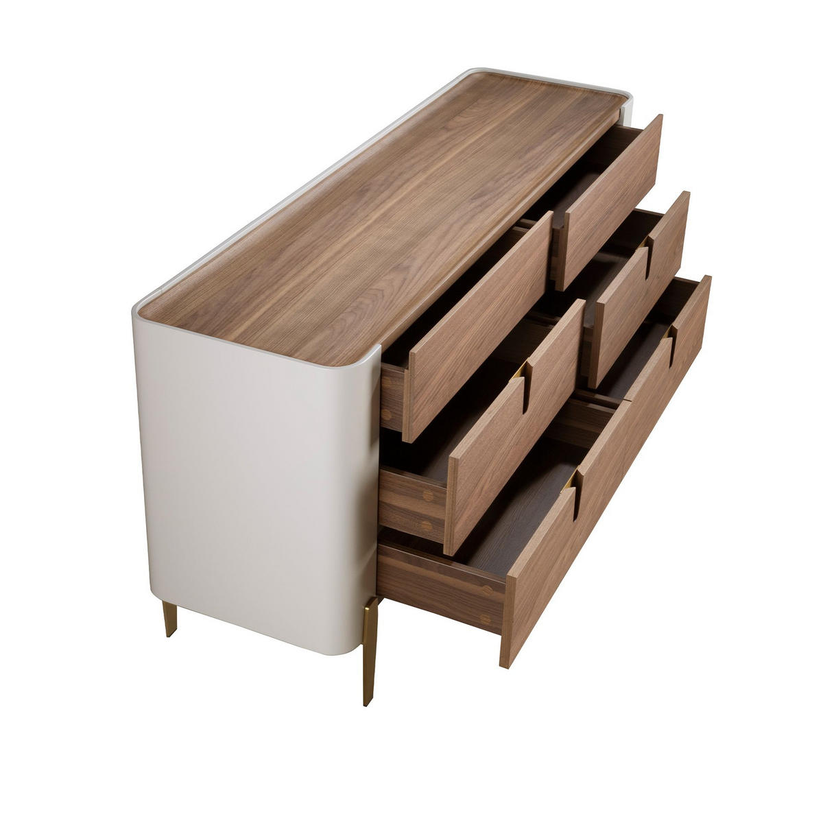 KOMMODE Rechteckig Beige Gold Walnuss 160/47/76 cm - Beige, Holzwerkstoff/Metall (160/76/47cm) - ANGEL CERDA