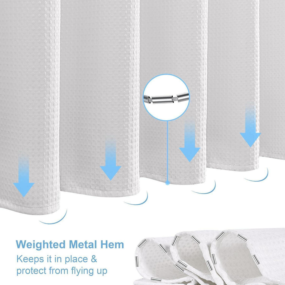 DUSCHVORHANG Waffelstoff Weiß 182 x 182 cm - Weiß, Textil (182/182cm)