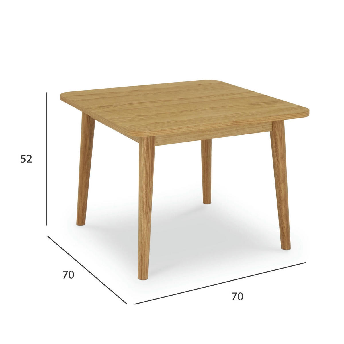 COUCHTISCH quadratisch Eiche massiv 70/70/52 cm - Eichefarben/Braun, Holz/Holzwerkstoff (70/70/52cm) - Furnhouse