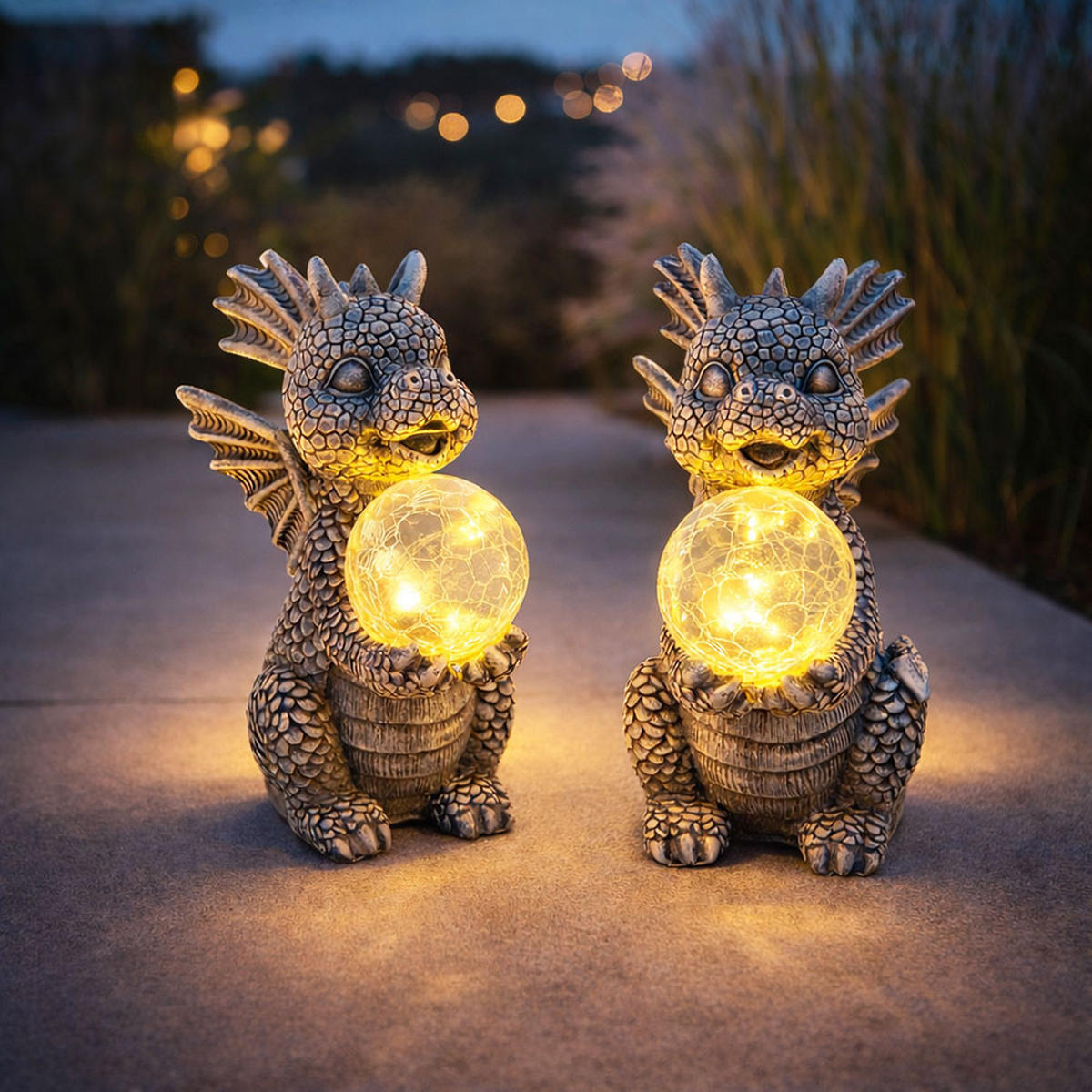 LED AUSSENLEUCHTE Drache Grau 2x - Grau, Glas (19/13.5/27.5cm) - Globo Lighting