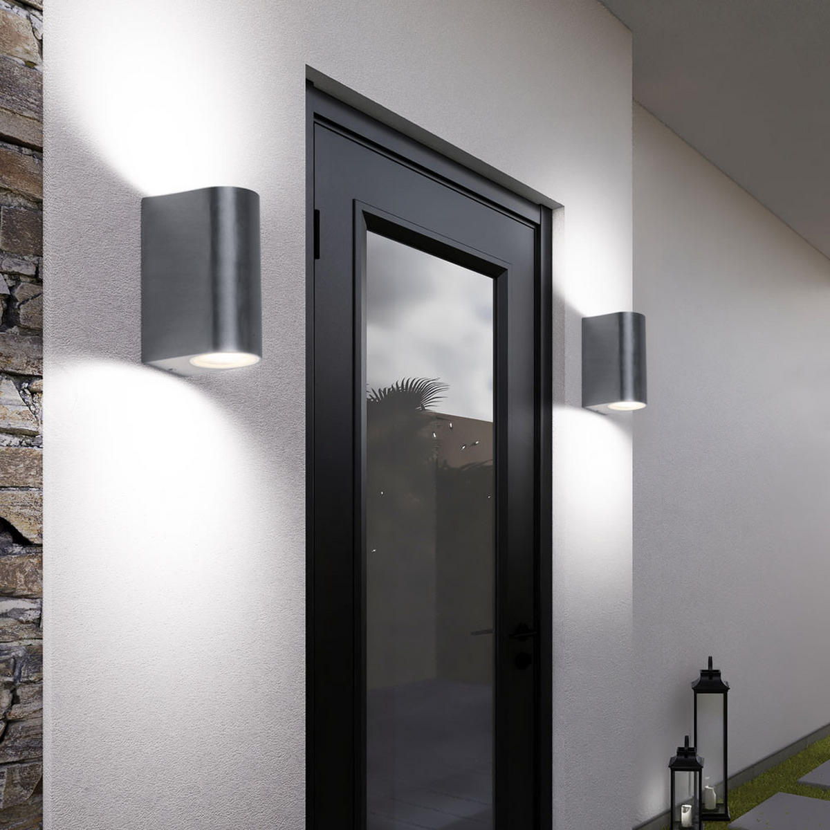 AUSSEN-WANDLEUCHTE Aluminium Silber 4er Set - Silberfarben, Glas (7/15.1/10cm)