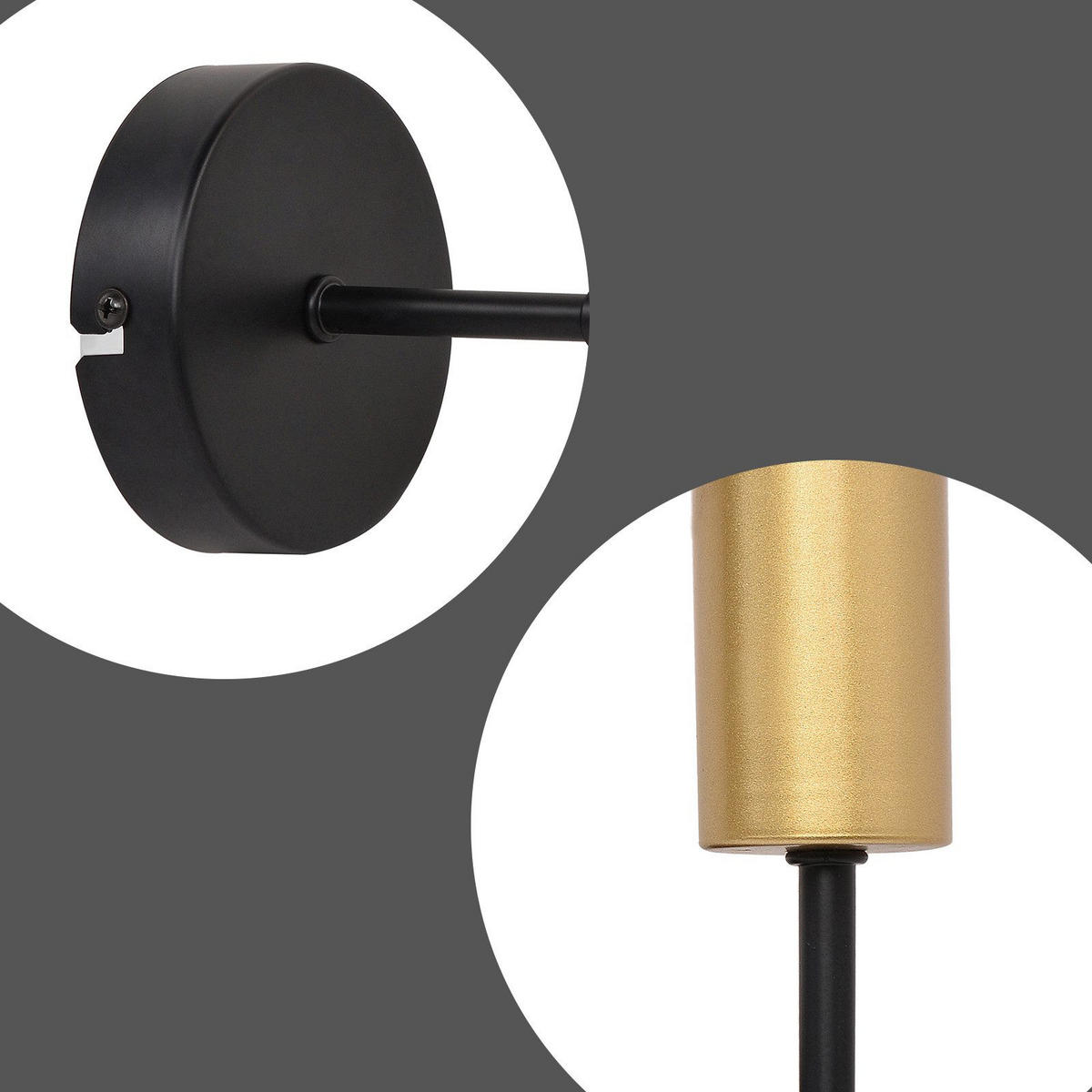 WANDLEUCHTE Qyxxh 10.0/12.0/22.5 cm - Schwarz, Metall (10/12/22.5cm) - ZMH