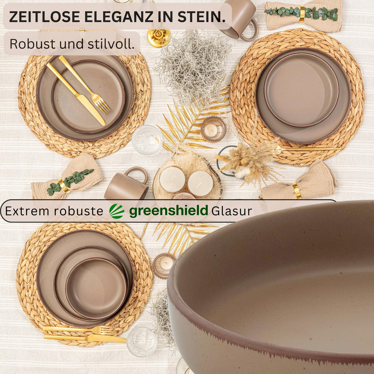 PASTASCHALEN BOMBAY OAK - 4 teilig aus Steingut - Braun, Stein (20.5cm) - Sänger