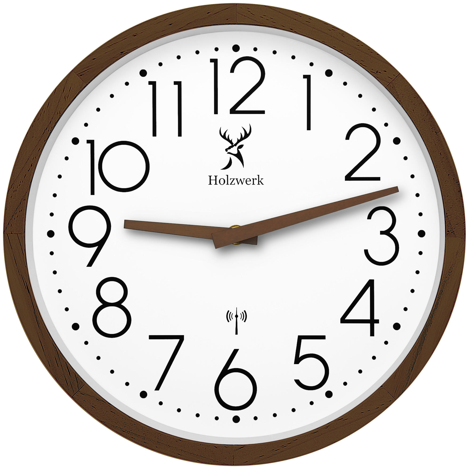 WANDUHR Holz Designer KRONBERG (FUNK) Loft Wand Uhr, braun, weiß - Dunkelbraun, Glas/Holz (30/30/4.2cm) - Holzwerk