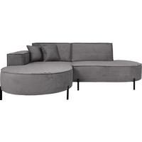 ECKSOFA Hana Loft 3-Sitzer Ecke Links, Cordstoff Chenille, Grau 241/80/168 cm - Schwarz/Grau, Textil/Metall (241/168cm) - WFL GROUP