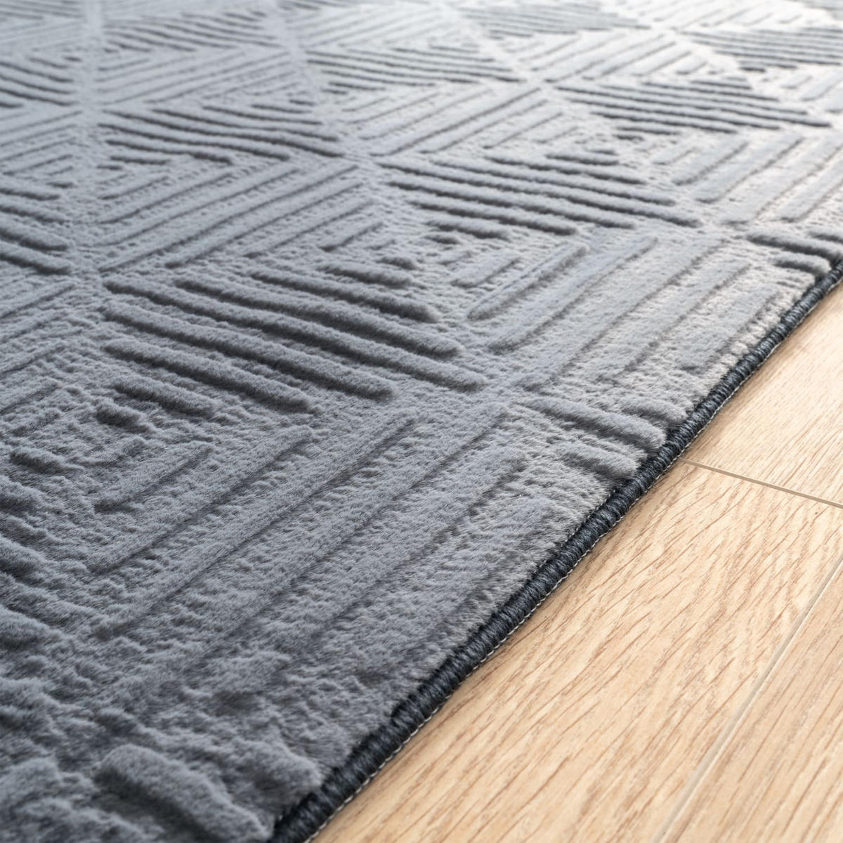 FLACHWEBETEPPICH Boho Anthrazit 60 x 100 cm - Anthrazit, Kunststoff (60/100cm) - TT Home