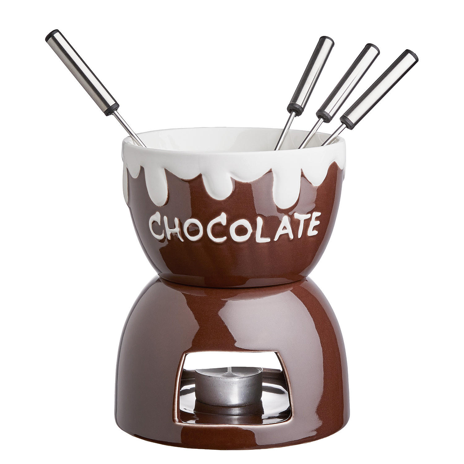 SCHOKOLADEN-FONDUE (6er Set) Chocolate Love - Braun, Metall (11/14cm) - Butlers