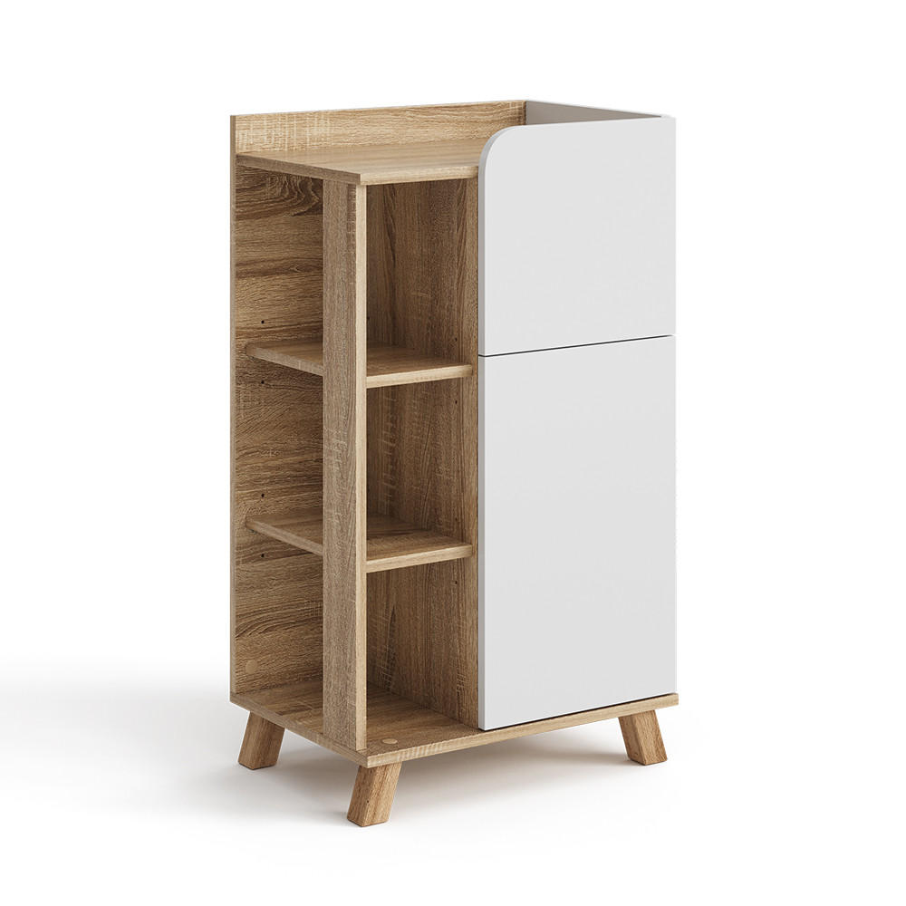 UNTERSCHRANK Karen Sonoma/Weiß 50 x 90 cm mit Tür und Schublade - Weiß/Sonoma Eiche, Holzwerkstoff (50/90/35cm) - Vicco