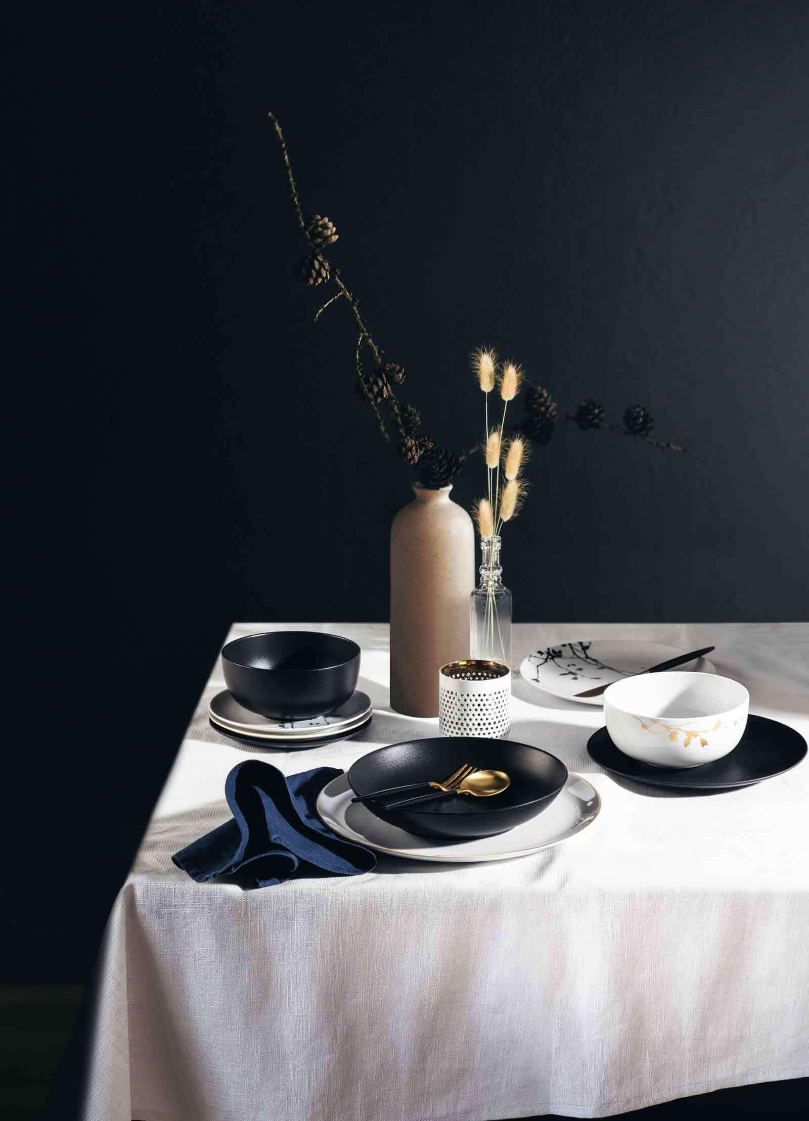 SUPPENTELLER Liberty Velvet Black schwarz ø 21,2 cm 6er Set - Schwarz, Keramik (21.2cm) - Seltmann Weiden