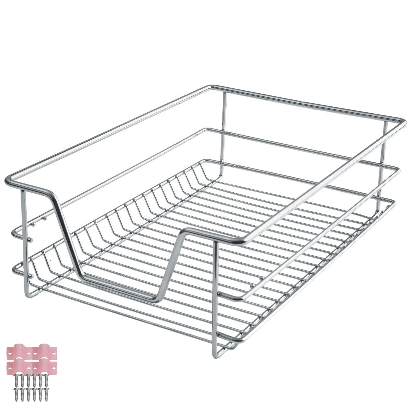 TELESKOPSCHUBLADE ,einfache Montage,grau - Grau, Metall (37/14/44cm) - tectake