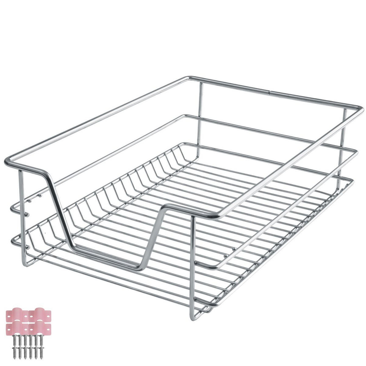 TELESKOPSCHUBLADE ,einfache Montage,grau - Grau, Metall (37/14/44cm) - tectake