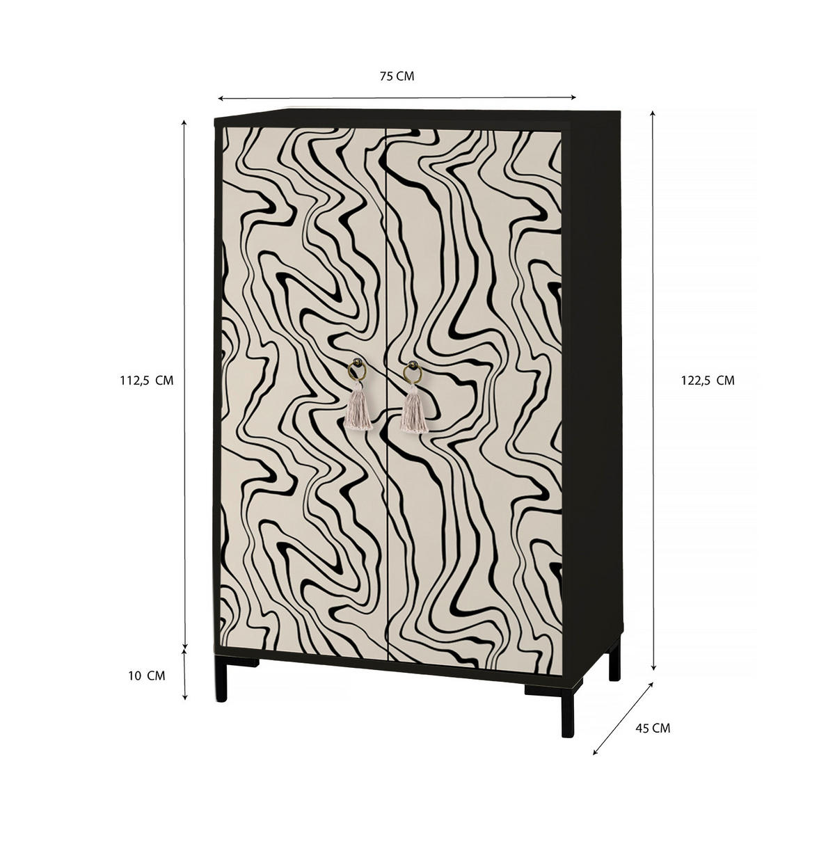 SIDEBOARD aus MDF mit 2 dekorativen Türen WALTER - Taupe, Holzwerkstoff (45/123/75cm) - RNT By Really Nice Things