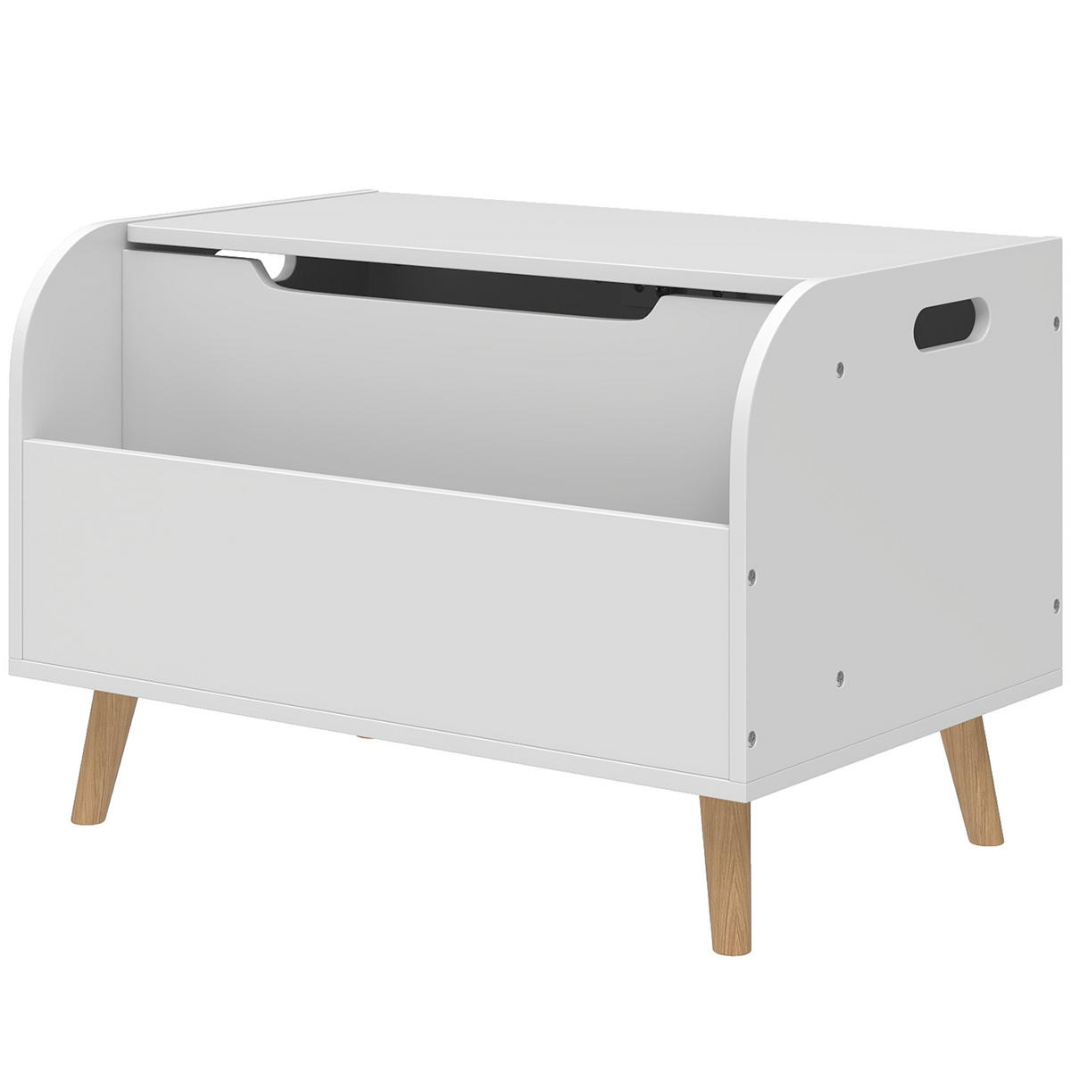 SPIELZEUGTRUHE DE-17281 2-in-1 mit Bücherregal & Sicherheitsscharnier Weiß - Weiß, Holzwerkstoff (40/60cm) - ComfortXL