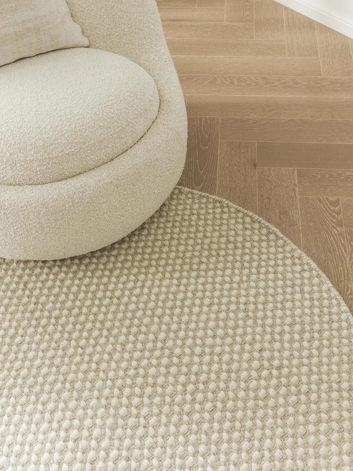 WOLLTEPPICH rund Hector Beige ø 150 cm rund - Beige, Textil (150/150cm) - benuta Finest