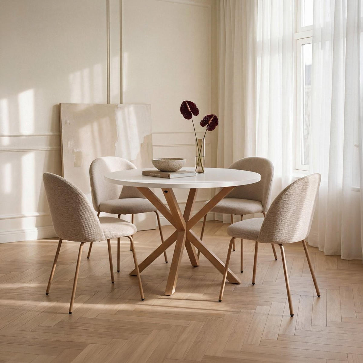 ESSZIMMERSTUHL Olivia Beige 48 cm x 81 cm 4er-Set - Beige, Textil (48/81/53cm) - Klast Home