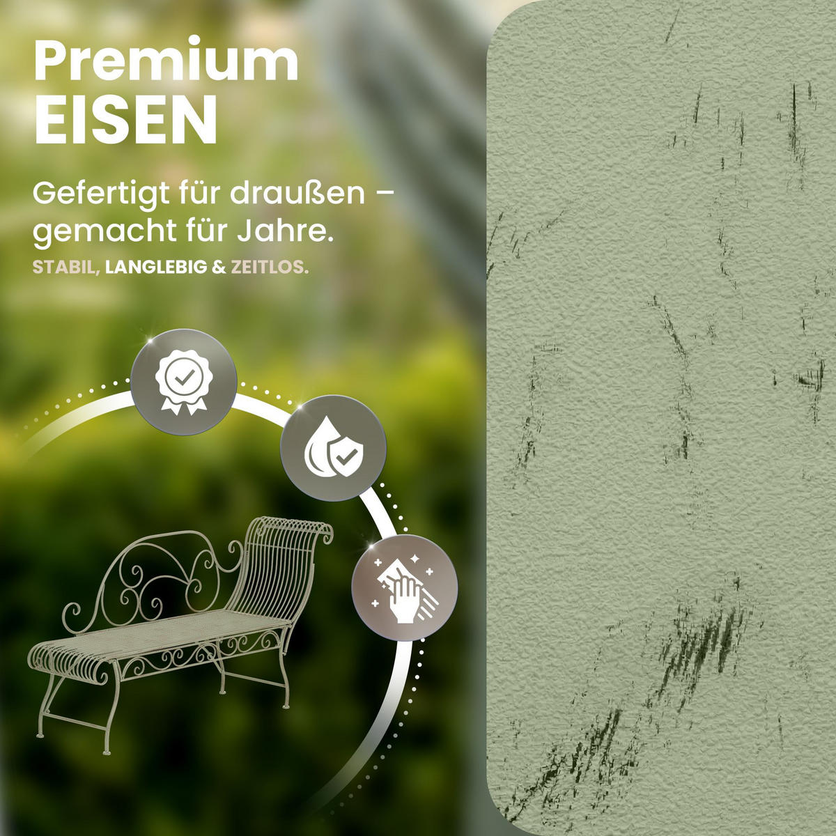 GARTENLIEGE Metall antik-grün - Grün, Metall (156/78/46cm) - CLP