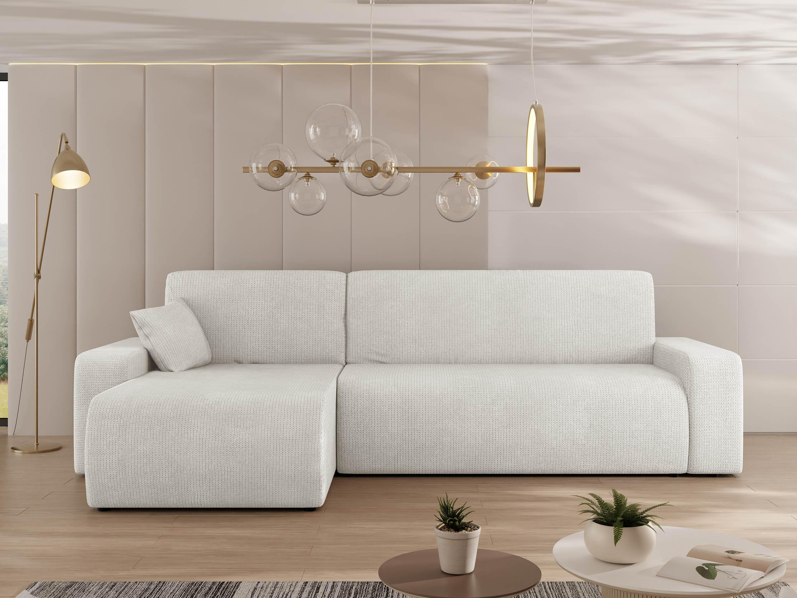 ECKSOFA Piano - Creme/Schwarz, Holz/Kunststoff (244/145cm) - MIRJAN24