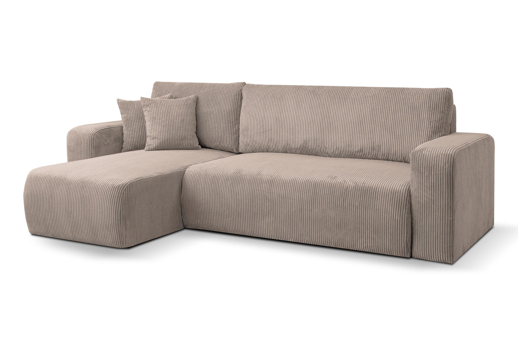 ECKSOFA LUNA mit Schlaffunktion und Bettkasten Cord-Stofff (Braun) - Braun, Textil (244/142cm) - VENASI MÖBEL