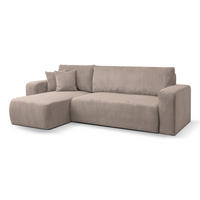 ECKSOFA LUNA mit Schlaffunktion und Bettkasten Cord-Stofff (Braun) - Braun, Textil (244/142cm) - VENASI MÖBEL