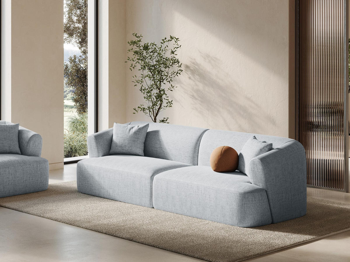 MODULARES-SOFA Campi aus strukturiertem Stoff hellgrau 4 Sitzplätze - Hellgrau, Textil (90/70/255cm) - Cosmopolitan Design
