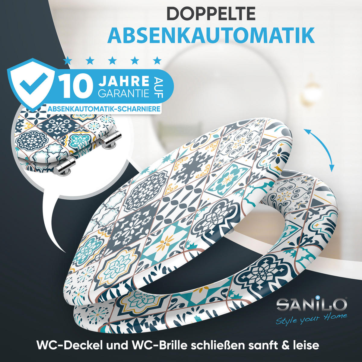 WC Sitz mit Absenkautomatik Palazzo - Blau, Holzwerkstoff (38/6/47cm) - Sanilo