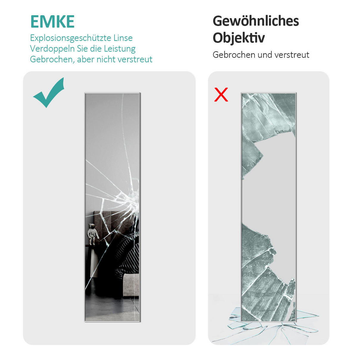 STANDSPIEGEL Wandmontage oder Freistehend Chromer Metallrahmen 160/40/2 cm - Silberfarben, Glas/Metall (40/160/160cm) - EMKE