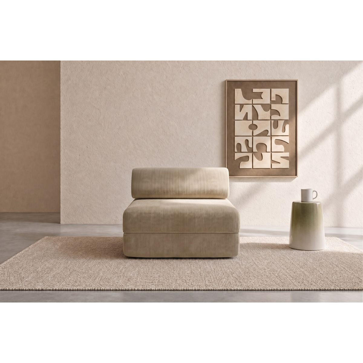 VERWANDLUNGSSESSEL aus beigefarbenem Cord - Beige, Textil (95/70.5/95cm) - Kimo