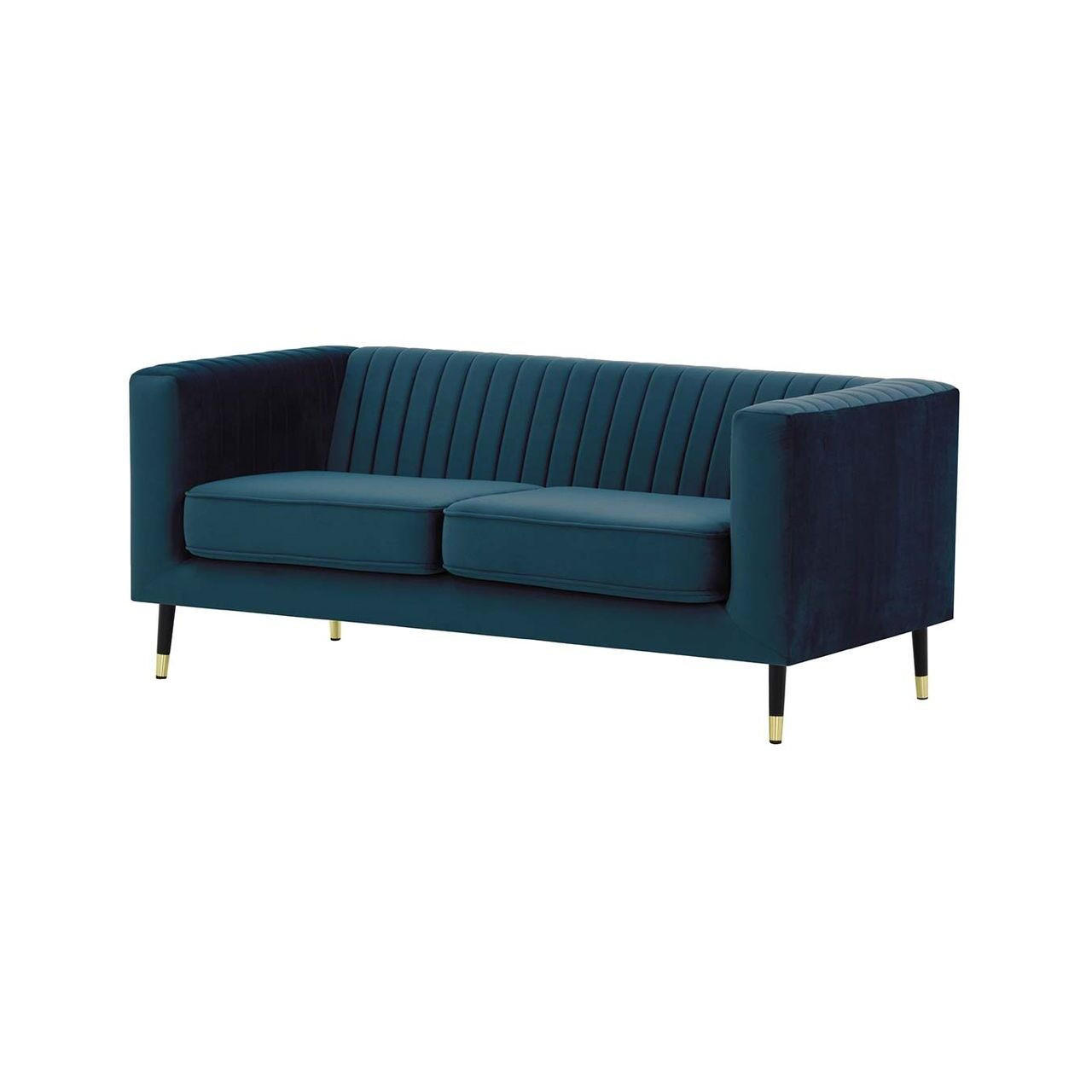 ZWEISITZER-SOFA Slender-Velluto 11 - Dunkelblau, Holz/Textil (170/71/83cm) - SLF24