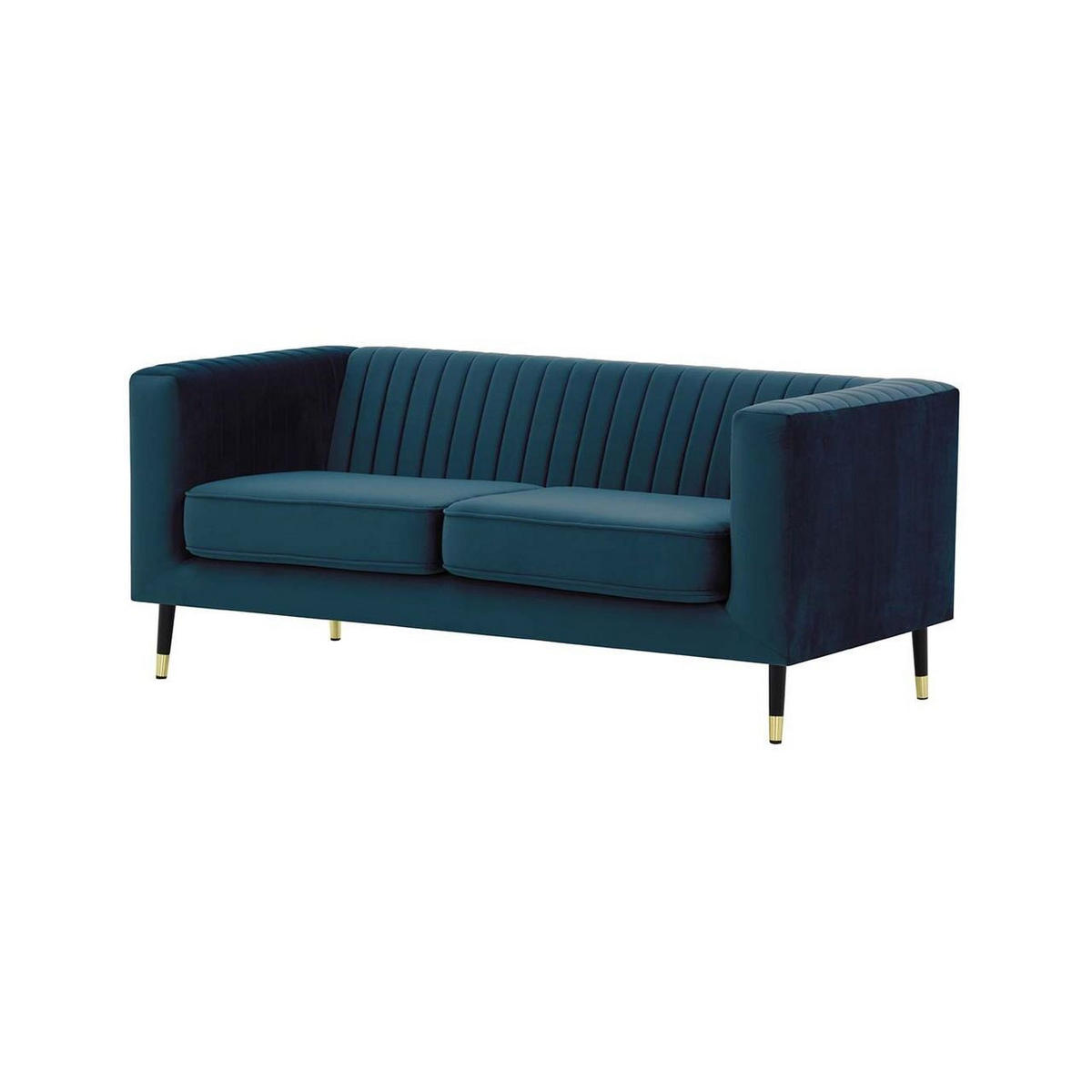 ZWEISITZER-SOFA Slender-Velluto 11 - Dunkelblau, Holz/Textil (170/71/83cm) - SLF24