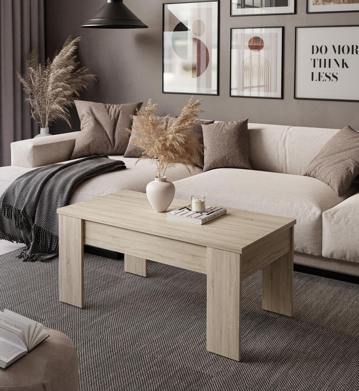 AUSZIEHBARER Couchtisch APERTO, Eiche Sonoma - Eichefarben, Holzwerkstoff (100/45/50cm) - Lookway