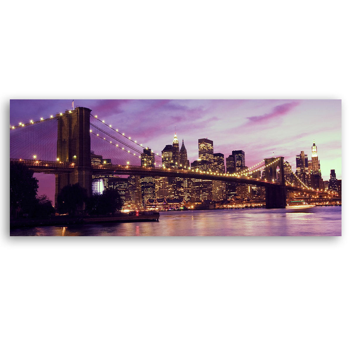 WANDBILD brooklyn brücke violett - Lila, Textil (90/30cm) - Feeby