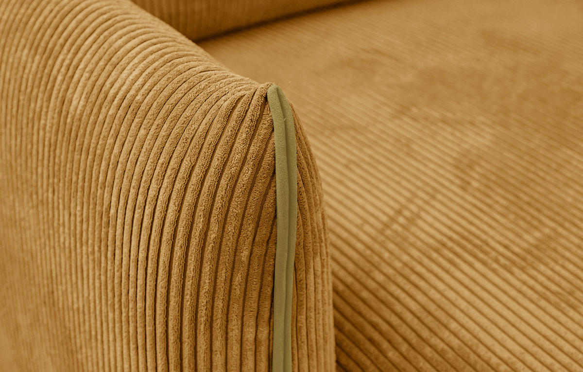 ECKSOFA TAUER 3-Sitzer, honig - Schwarz/Honig, Holzwerkstoff/Kunststoff (173/206cm) - Courtois Laville