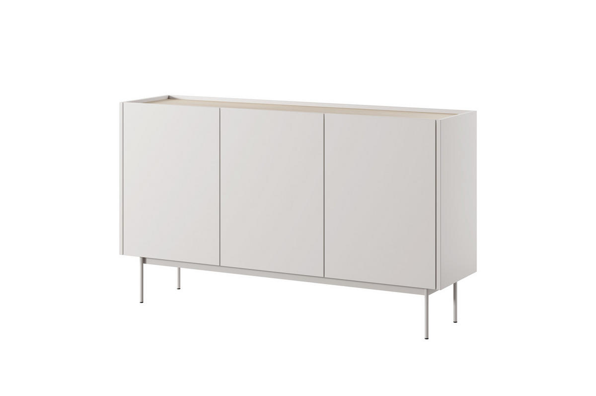 KOMMODE: Korpus und Front: Kaschmir, Linea-Eiche TOP 144 x 83 x 37 cm - Kaschmir, Holzwerkstoff (144/83/37cm) - 3XE LIVING