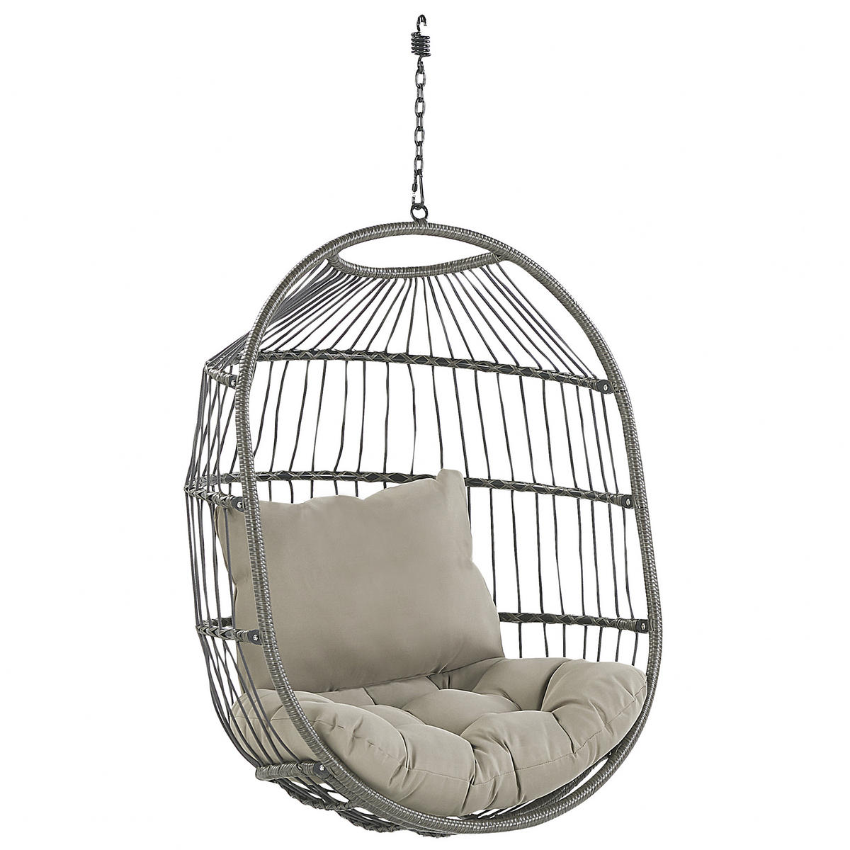HÄNGESESSEL mit Gestell PE Rattan/Flechtseil schwarz 102 cm Alba - Schwarz, Kunststoff (102/200/102cm) - Beliani
