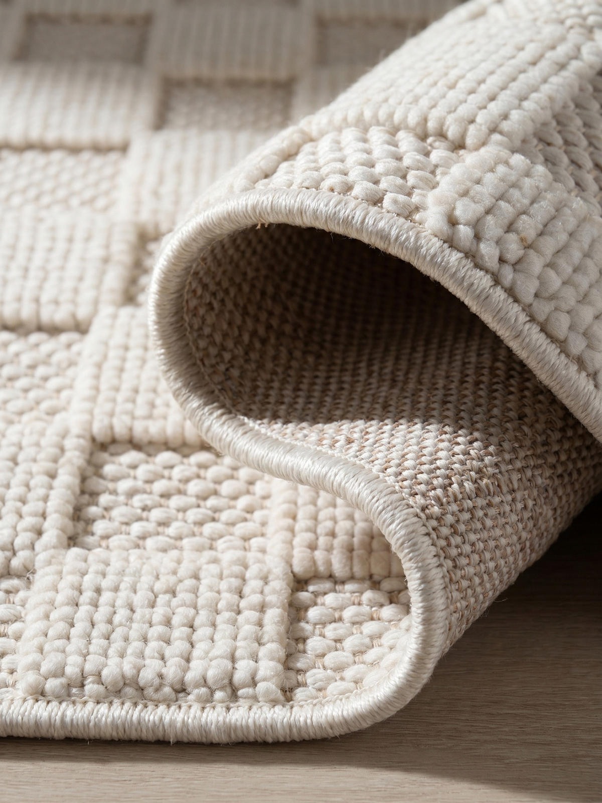TEPPICH Flachgewebe LANGAU in Creme, mit Schachbrettmuster, 240 x 340 cm - Creme, Textil (240/340cm) - KADIMA DESIGN