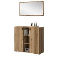 GARDEROBEN-SET Evoke Eiche 2-teilig 106 cm, Kombination mit Spiegel - Schwarz/Eiche Artisan, Glas/Holzwerkstoff (106/192/37cm) - Inn.Furn