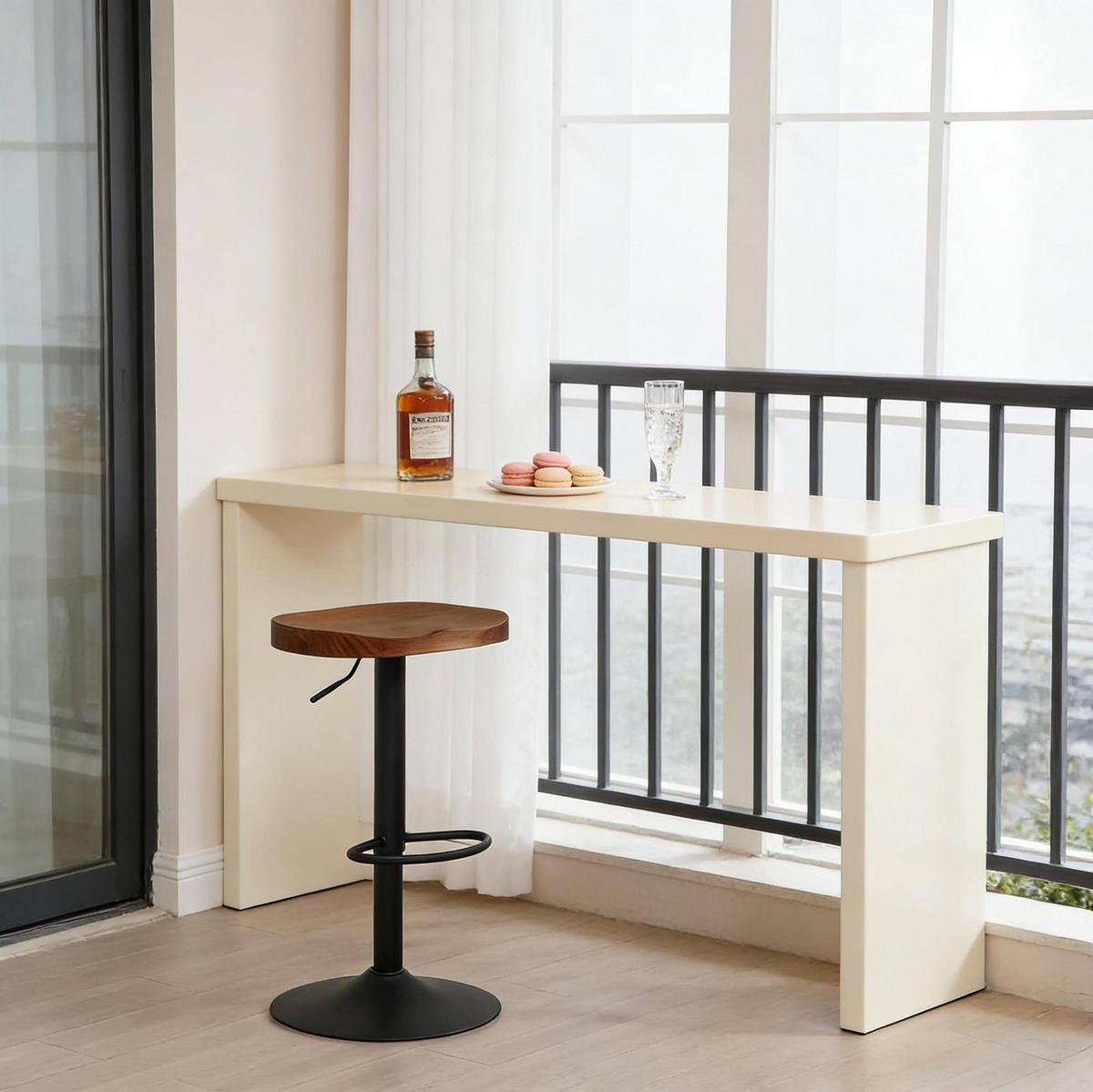 BARHOCKER 360° drehbar, höhenverstellbar 60–81 cm, Braun - Braun, Holz (31.5/81/41.5cm) - MIVRAY
