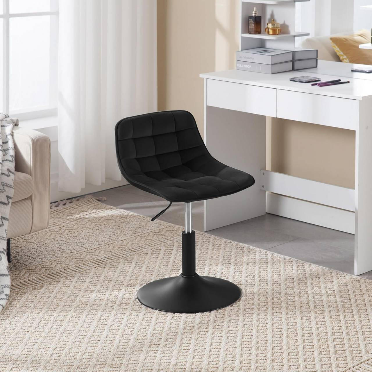 BARHOCKER 2er Set,Mehrzweck, Samt, Schwarz - Schwarz, Textil/Metall (42.5/60/45cm) - Woltu