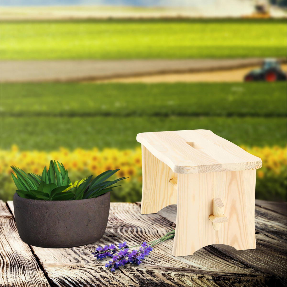 HOLZHOCKER 39 x 20 cm, natur - Naturfarben, Holz (20/39cm) - KADAX