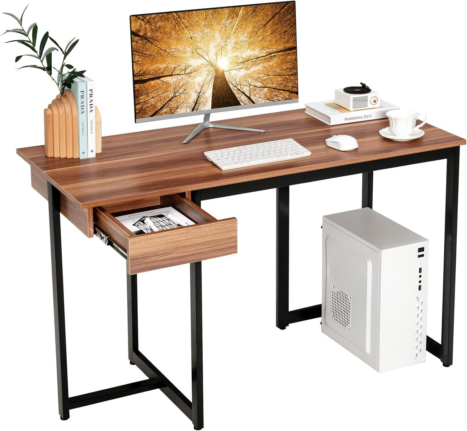 SKRIVBORD 75 cm brun - Brun, Trä (55/120/75cm) - COSTWAY