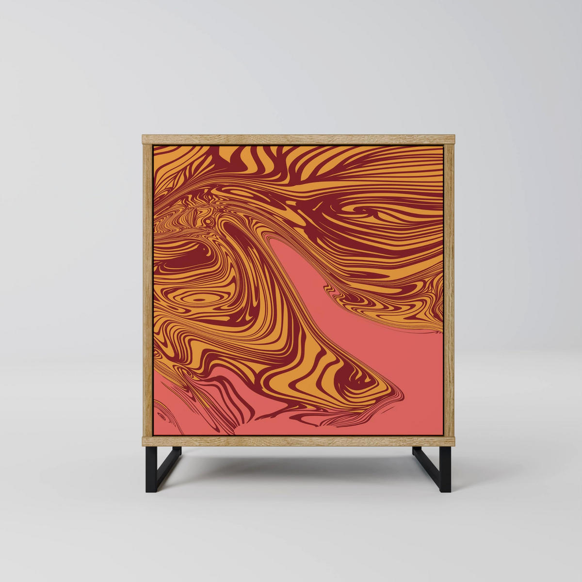 SIDEBOARD FLOATING THOUGHTS, Eichefarben, 57,5x42x75,5 cm, Goldfarbene Metallfüße - Eichefarben/Goldfarben, Holzwerkstoff/Metall (57.5/75.5/42cm) - SpaceRebels