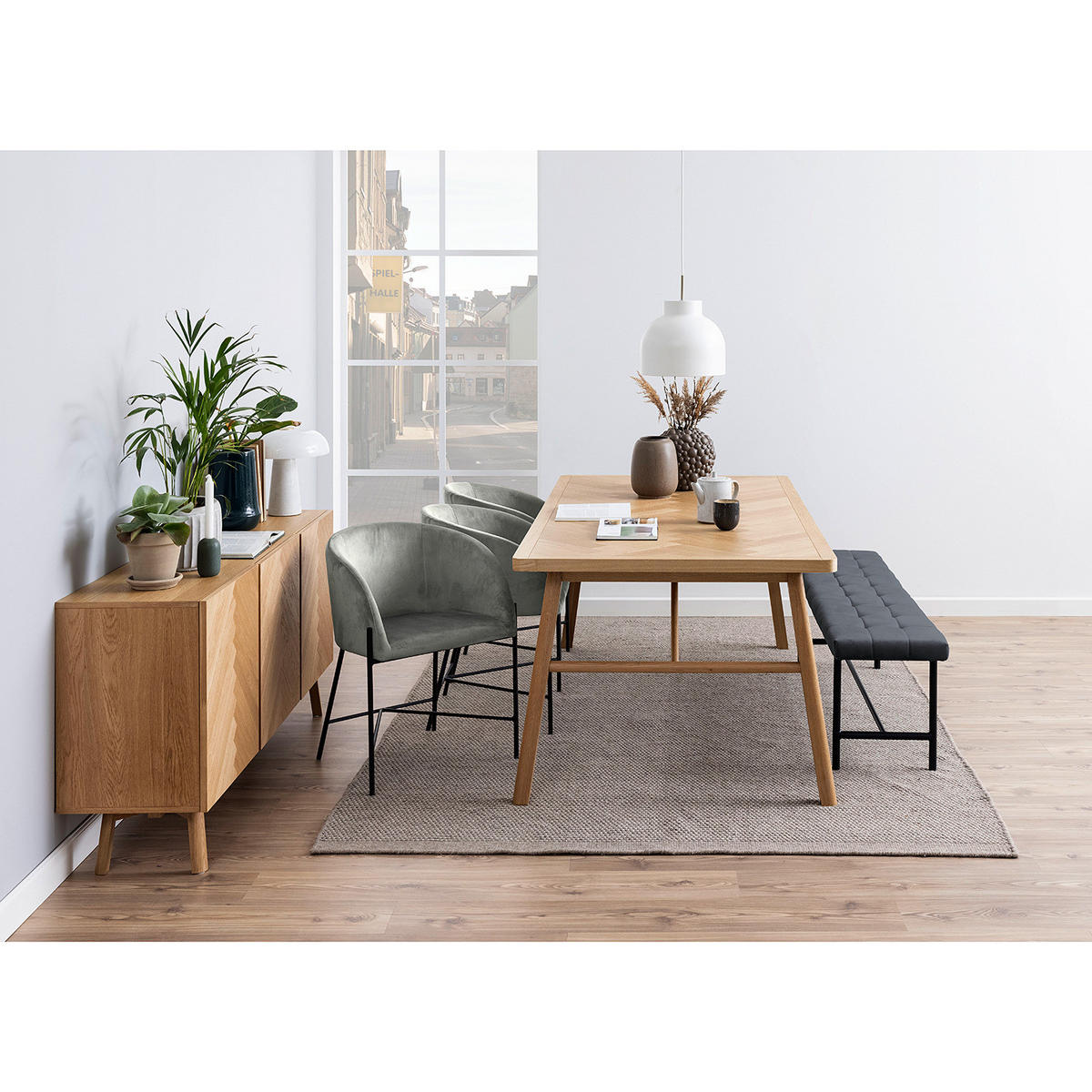 ESSTISCH - Eiche teilmassiv - Eichefarben, Holzwerkstoff (100/200/75cm) - home24