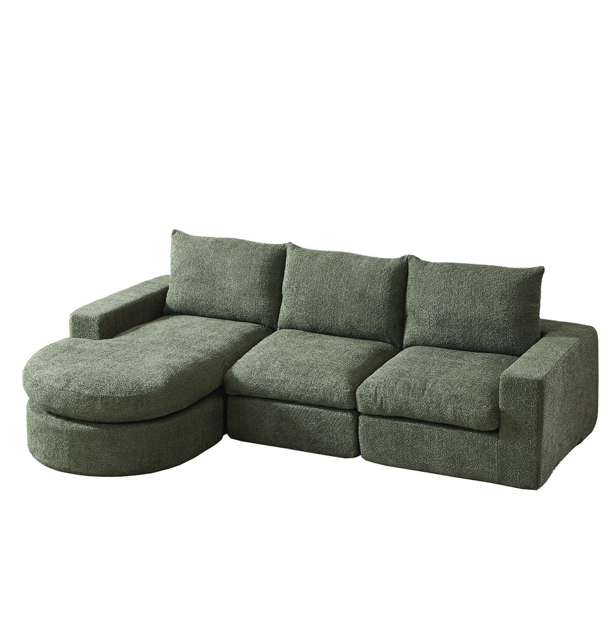 SOFA modular mit Chaiselongue 251 x 160 x 81 cm Chenille Green 4-teilig - Grün, Kunststoff (160/250cm) - Meubliv