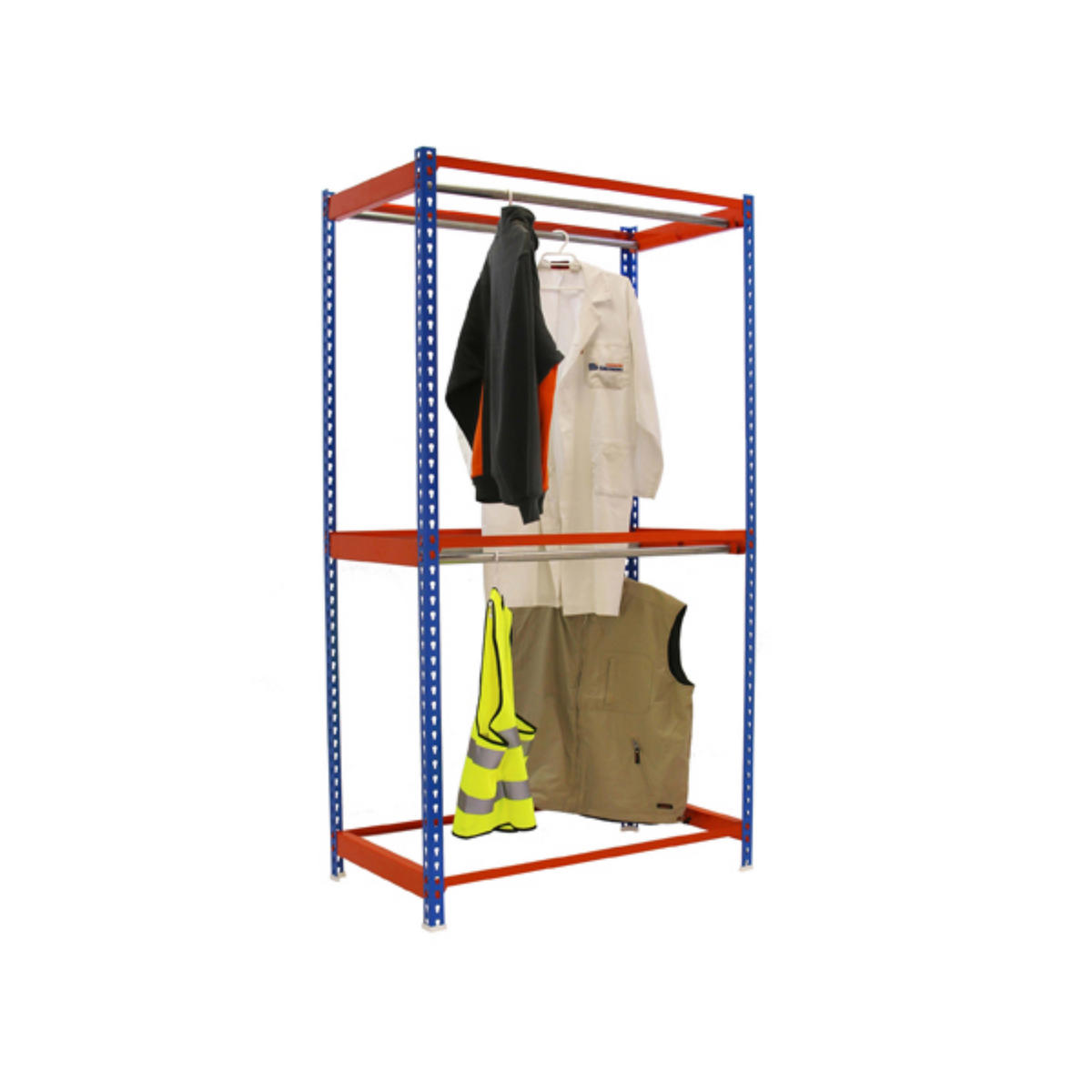 KLEIDERSTANGENREGAL Metal Doppel | HxBxT 200x90x75cm | Blau/Orange | Kleiderständer Garderobe Klamottenregal Stangenregal Regal - Blau, Metall (90/200/75cm) - PROREGAL