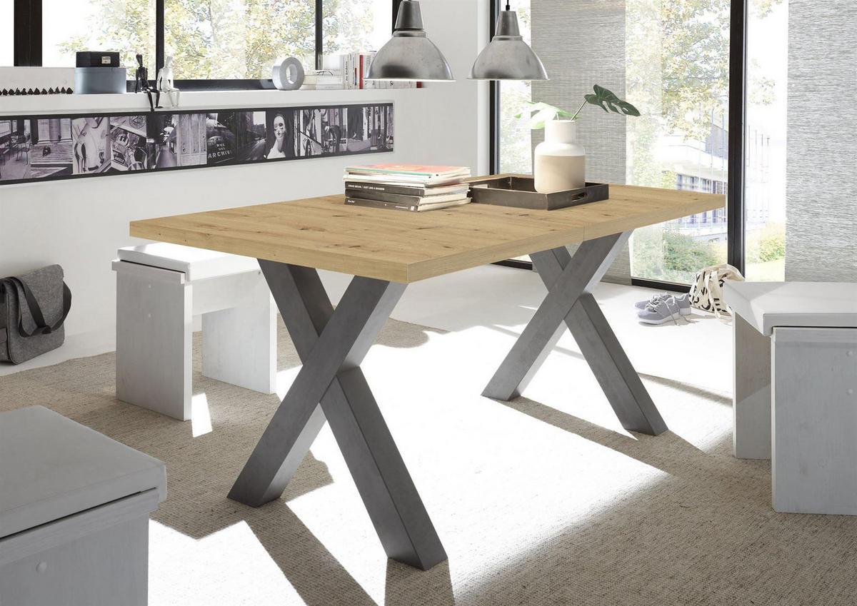 ESSTISCH ausziehbar Eike 3 160 x 90 x 75 Esszimmertisch Graphit/Asteiche - Eiche Artisan, Holz (160/90/75cm) - 58aufmkessel
