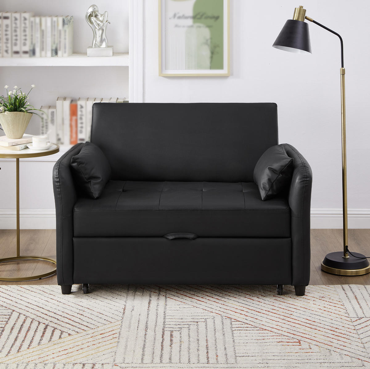 SOFABETT mit Schlaffunktion 156x100 cm PU Antique Black - Schwarz, Kunststoff (83/82/122cm) - Meubliv
