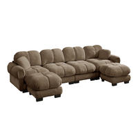 SOFA U-Form mit Steckverbindungen 4-tlg. Chenille Braun - Braun, Holz (149/90/330.1cm) - Meubliv