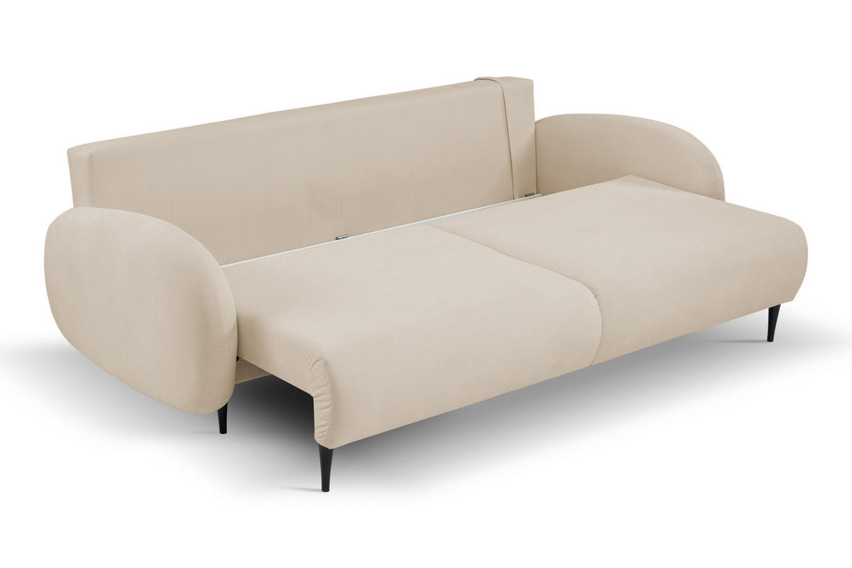SOFA SOFT RunAgin Mit Schlaffunktion Und Bettkasten, PUR-Schaum, Schwarze Kunststofffüße, lose Rückenkissen, freistehend, 232x109x95 cm Beige - Beige, Holz/Textil (232/95/109cm) - DomoHome